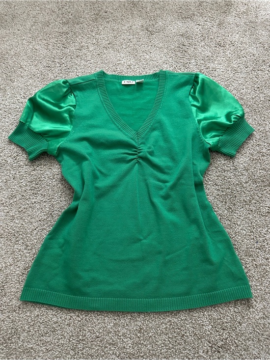 Cato Tops - CATO Fashions Green Mixed Media Knit Top | Size M